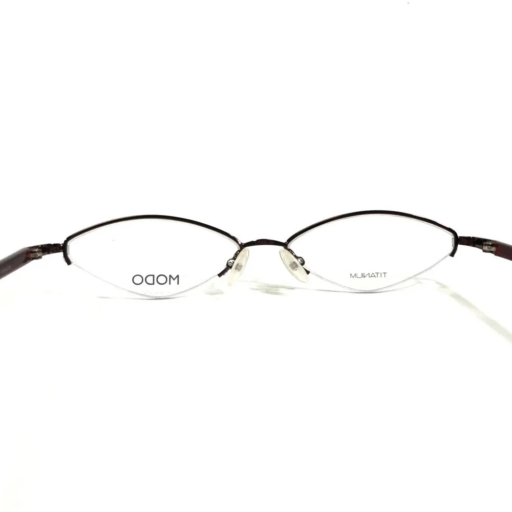 MODO Petite Eyeglasses Frames MOD 607 BWN Brown Red Oval Half Rim 52-15-140